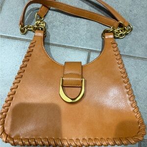 Shoulder Bag in Orange with Gold Hardware